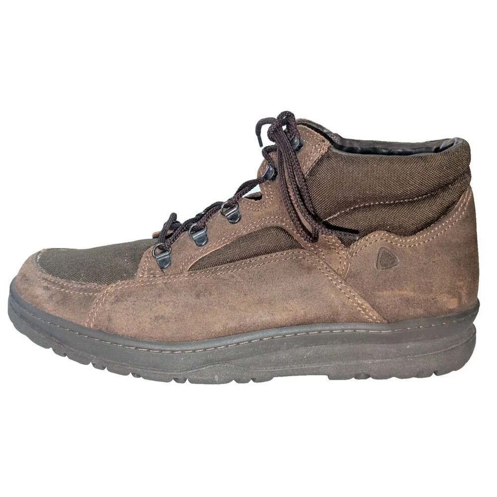 Vintage Florsheim Outdoorsman Men's Hiking Boots 12D Dark Brown leather & Canvas